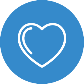 Heart icon on blue circle